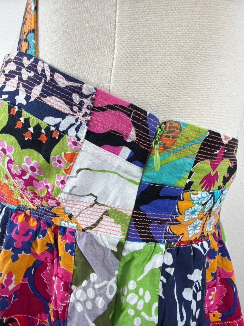 J.Crew Patchwork Babydoll Tank Top Y2K Boho Cottagecore Multicolor Size 10 - Picture 6 of 11